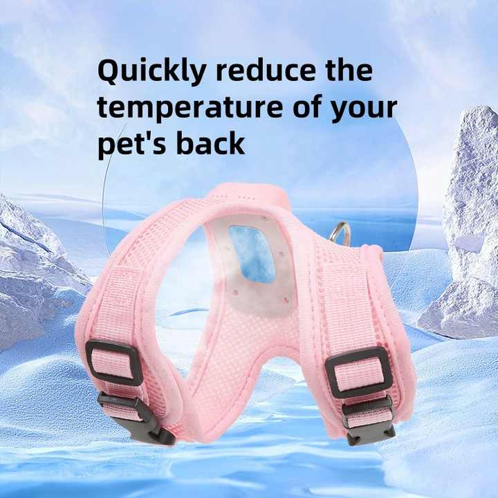 Size L Green Pet Cooling Harness LED Lights & Leash - Summer Relief for Small Dogs and Cats