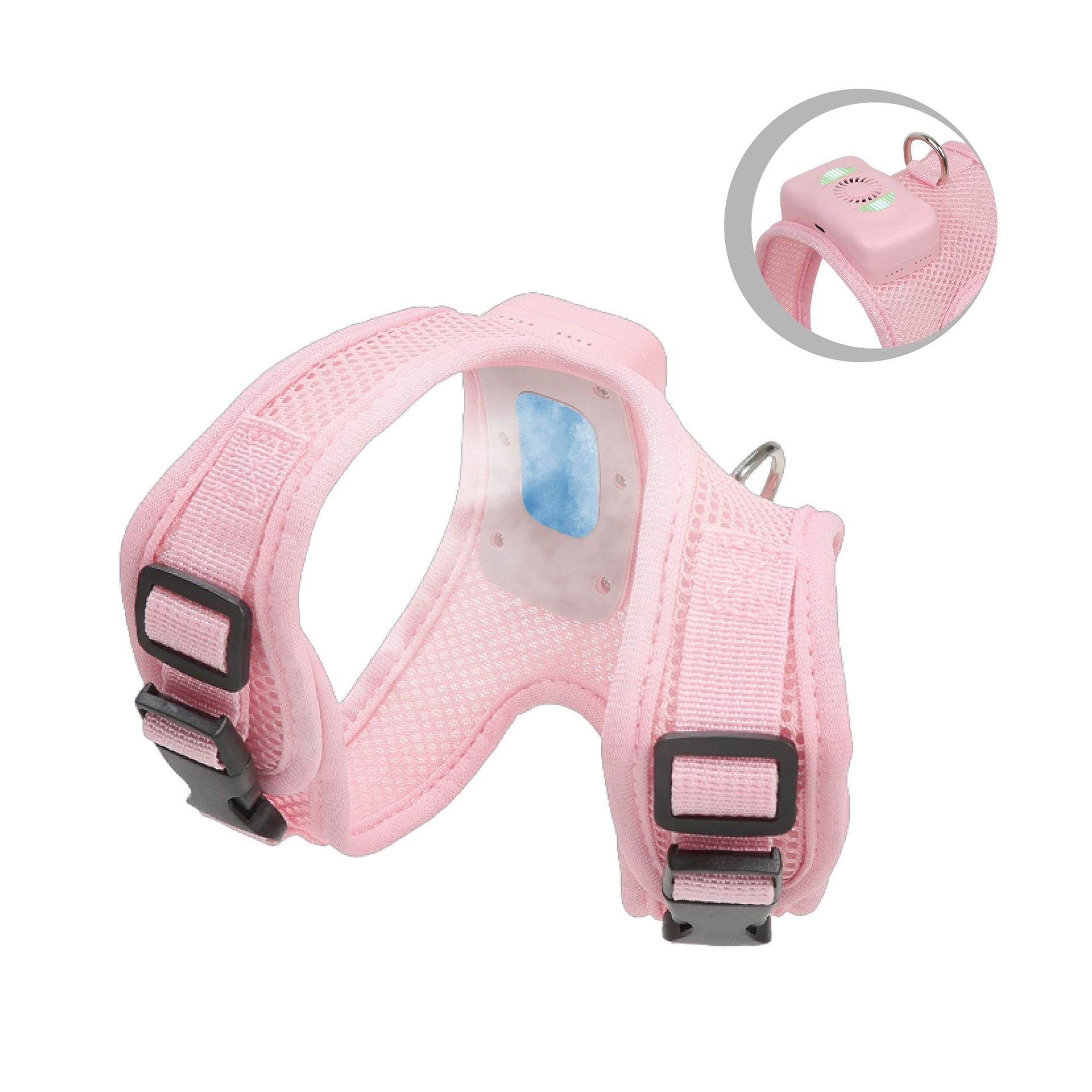 Size L Pink Pet Cooling Harness LED Lights & Leash - Summer Relief for Small Dogs and Cats