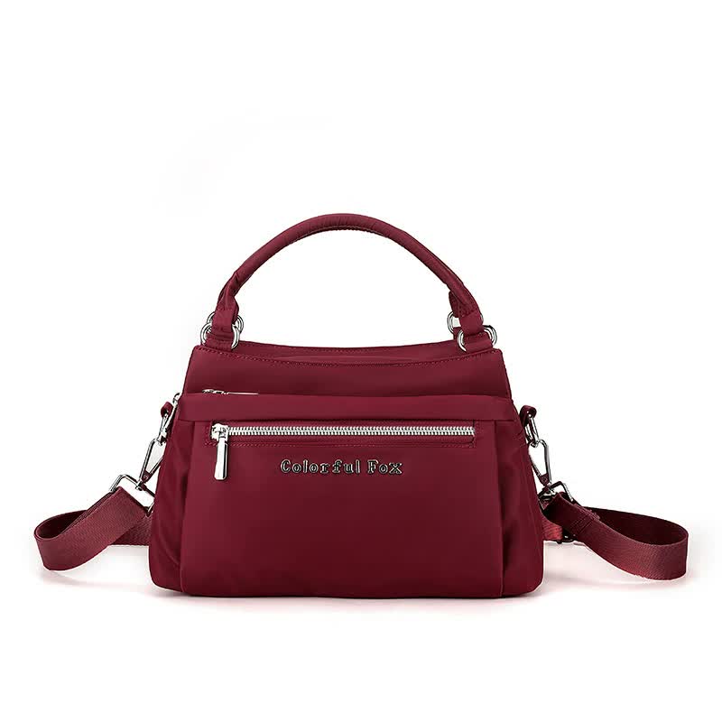 Red Waterproof Nylon Crossbody Bag - Lightweight and Adjustable Strap Shoulder Bag for Women