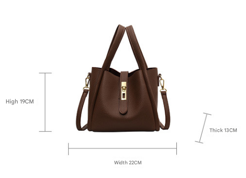 Coffee Brown Elegant Leather Shoulder Bag - Compact Handbag with Adjustable Strap