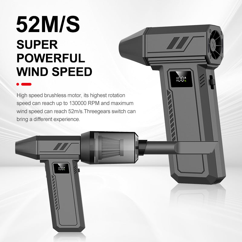 Black 100,000 Turn Compact Handheld Air Blower and Vacuum Cleaner with Dual Functionality (product without the vac attachments)