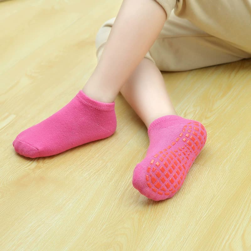 Light Purple 6-Pairs Adult Non-Slip Trampoline Socks - Colorful Anti-Skid Floor Socks with PVC Grip Dots, 35-42EU