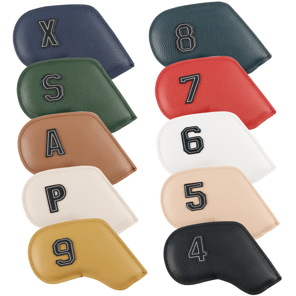 Premium PU Leather Golf Iron Headcover Set (10pcs) | Numbered 3-9, P, S, A | Protective Club Covers for Irons