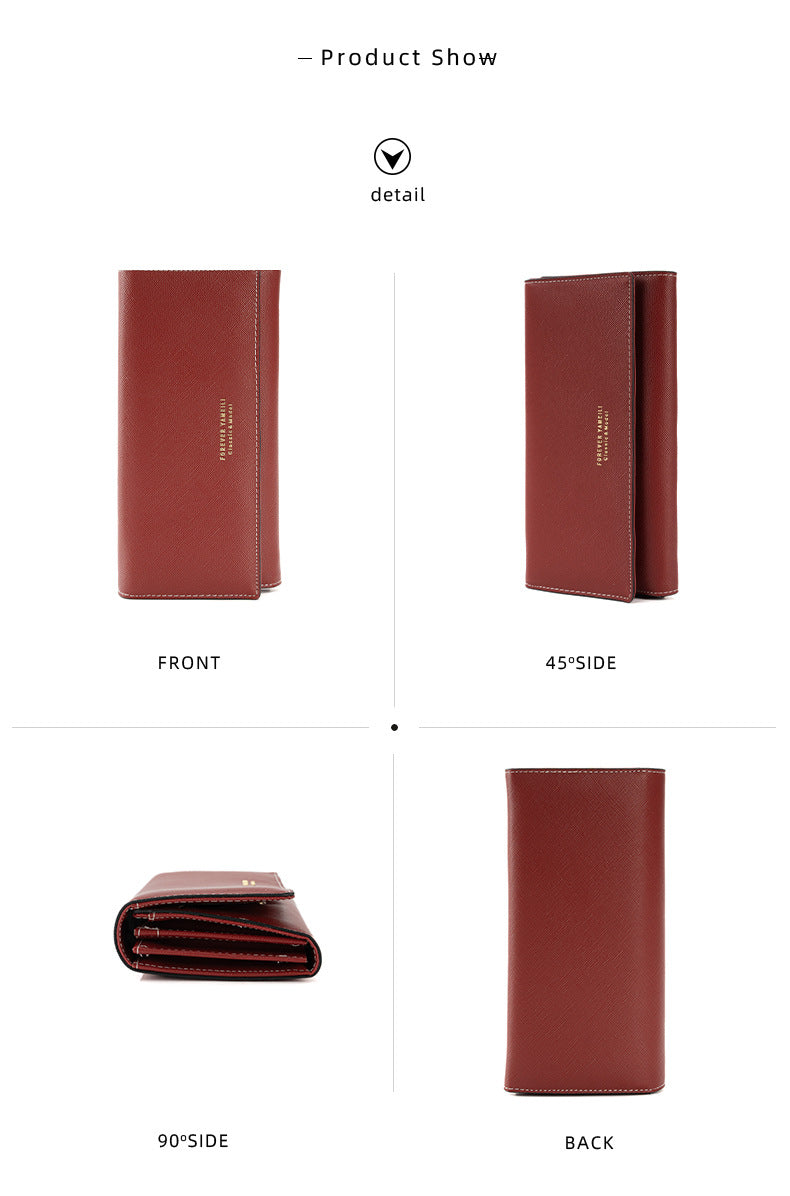Black PU Slim Wallet with Polyester Interior - Stylish Clutch for Cards and Cash