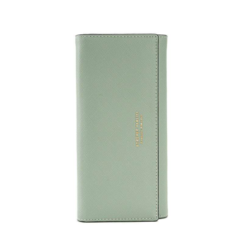 Green PU Slim Wallet with Polyester Interior - Stylish Clutch for Cards and Cash
