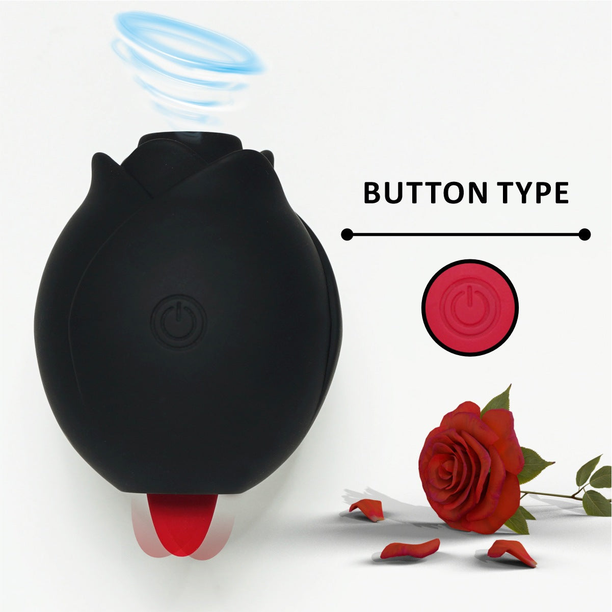 Black Rose-Shaped App-Controlled Suction & Tongue Massager - Sensual Chest Teasing Adult Toy