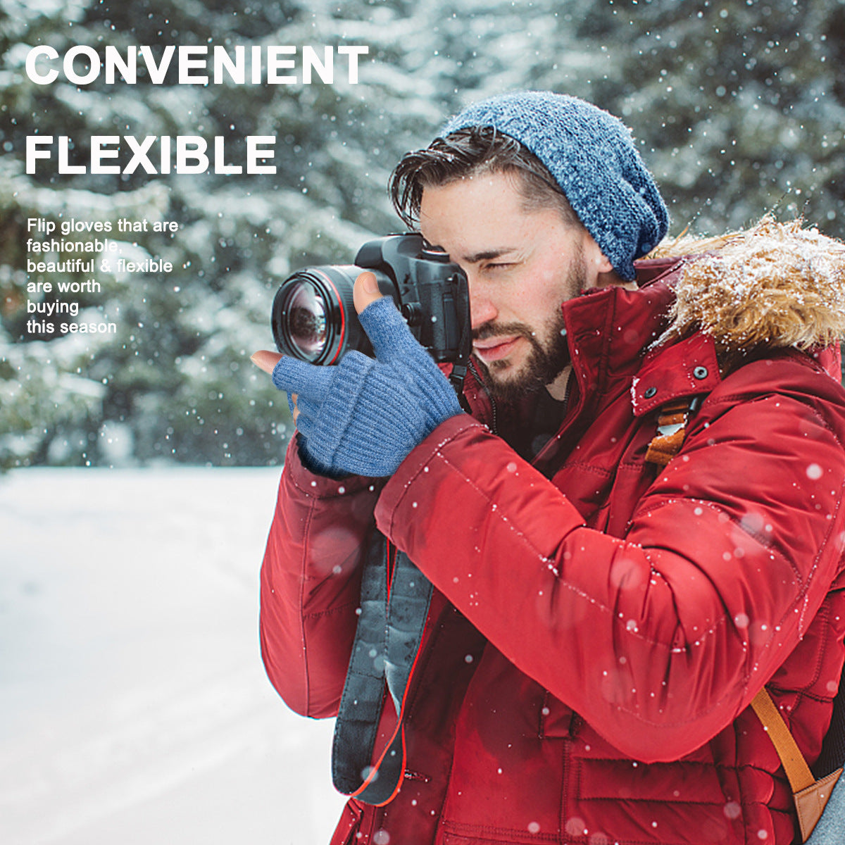 Pink Winter Convertible Mittens - Warm Knitted 2-in-1 Fingerless Gloves with Flip Top Cover for Cold Weather