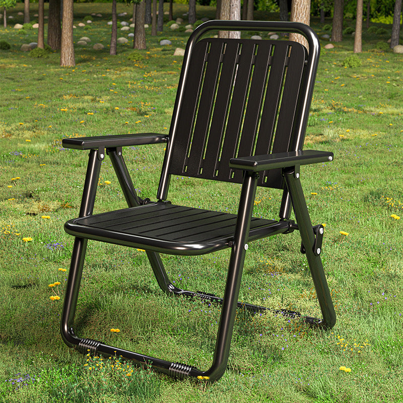 Black Portable Folding Chair - Outdoor Beach and Camping Recliner