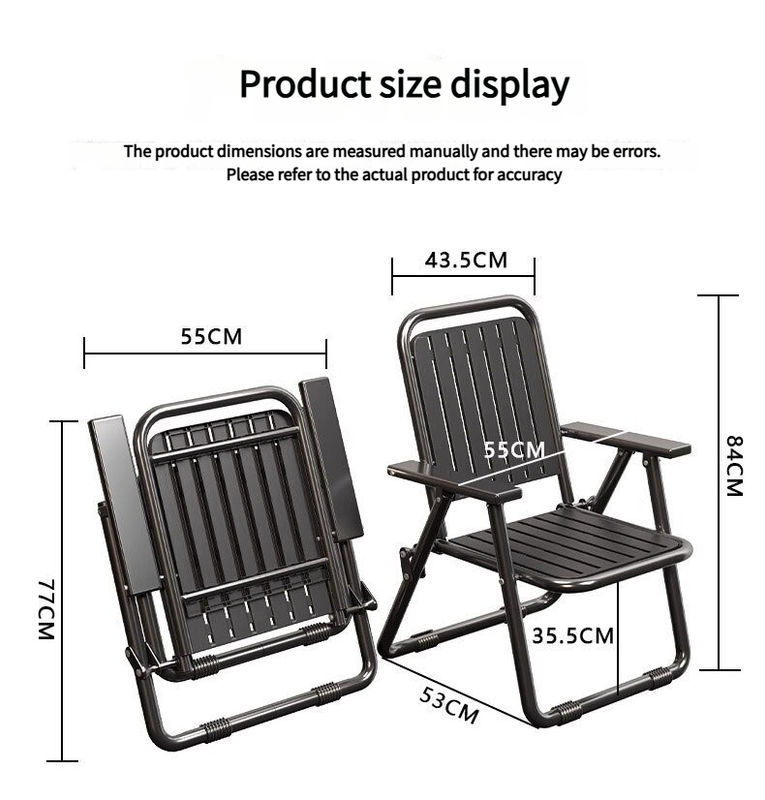 Black Portable Folding Chair - Outdoor Beach and Camping Recliner