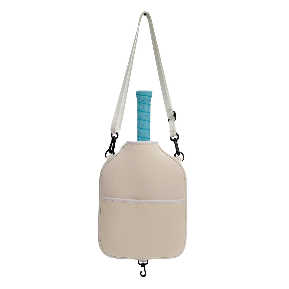 SA04 Beige Neoprene Pickleball Paddle Cover (racket not included) - Protective Crossbody Bag with Adjustable Shoulder Strap and Fence Hook - Universal Lightweight Paddle Case for All Skill Levels
