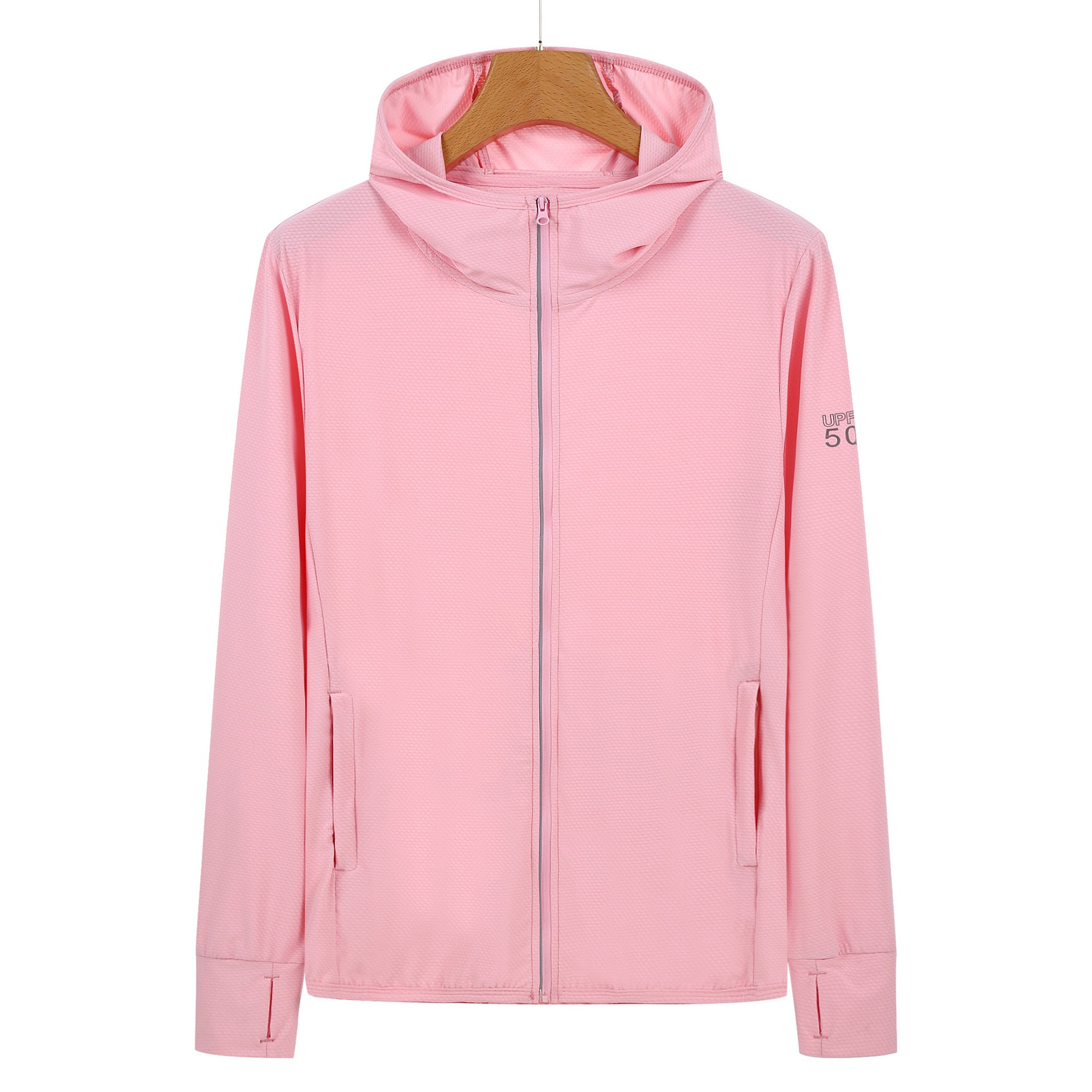 S Pink Long Sleeve UV Protection Summer Breathable Knitted Ice Silk Outdoor Sun Protection Clothing - Unisex Thin Sunscreen Shirt