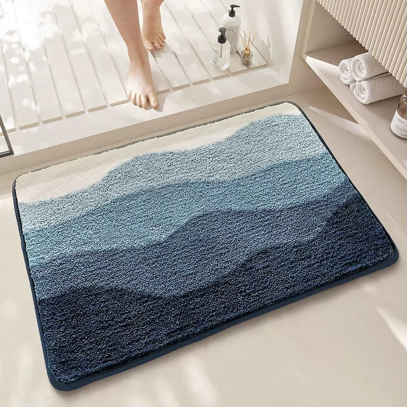 Blue Bath Mat - Super Absorbent, Non-Slip Bathroom Floor Mat - 50x80cm