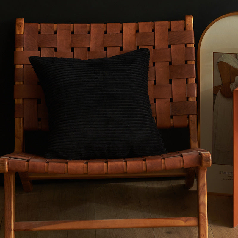 Black Set of 4 Corduroy Pillow Covers - Solid Color Minimalist Throw Cushion Covers - 45x45cm (Pillow Inserts are NOT Included)