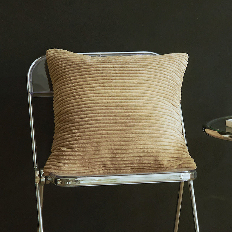 Light Coffee Set of 4 Corduroy Pillow Covers - Solid Color Minimalist Throw Cushion Covers - 45x45cm (Pillow Inserts are NOT Included)