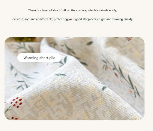 Sugar Bunny Girl Thick Brushed Cotton 4-Piece Bed Sheet Set (1.5m Bed) - Fits 200x230cm Duvet