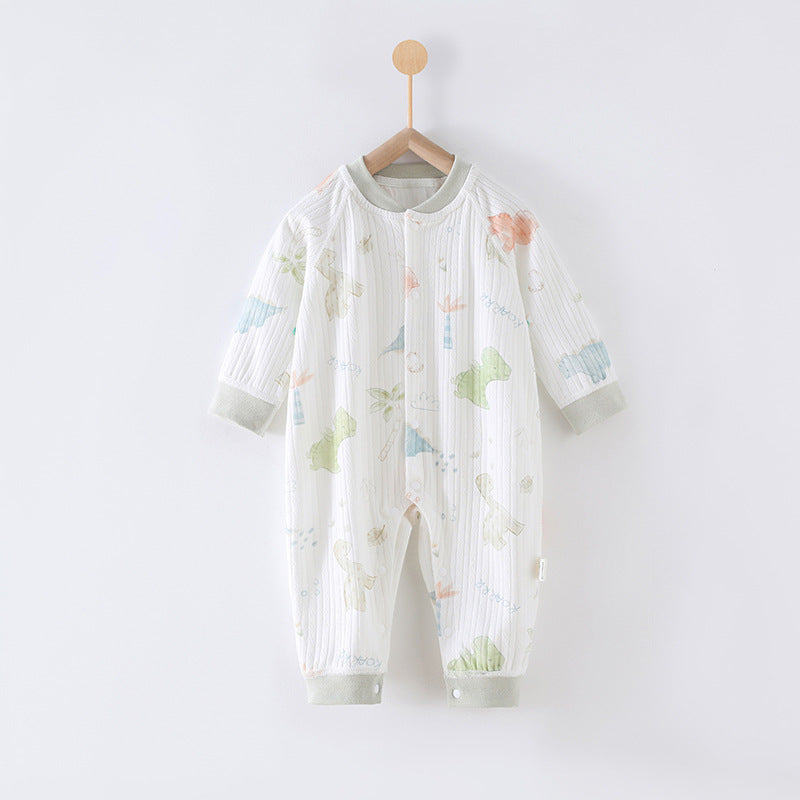 80 Size Dinosaur Land Class A Pure Cotton Long-Sleeve Baby Onesie - Cozy Newborn Bodysuit for Fall and Winter