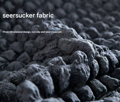 Light Coffee Three-person Sofa Bubble Gauze Sofa Cover with Skirt - Full Elastic Dustproof Three-person Seater 190-230cm