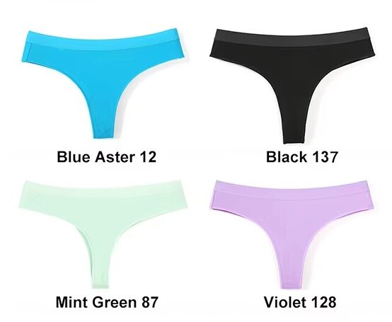 4 pcs Women's Sexy Low-Waist Cotton Thong Underwear, Size XL