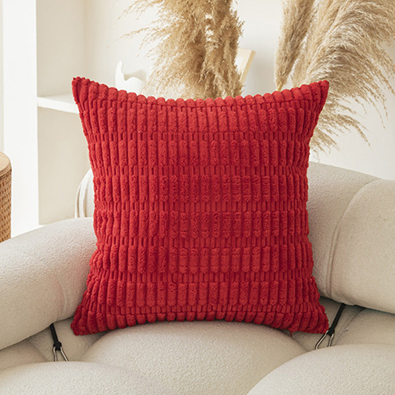 Red Set of 2 Corduroy Style Throw Pillow Covers - Machine Washable 55*55CM