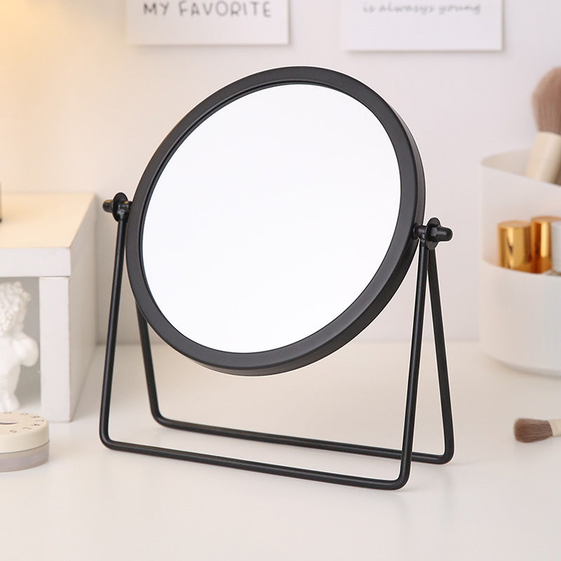 Black Rotating Tabletop Makeup Mirror - 360º Swivel Vanity Mirror for Bedroom & Desk