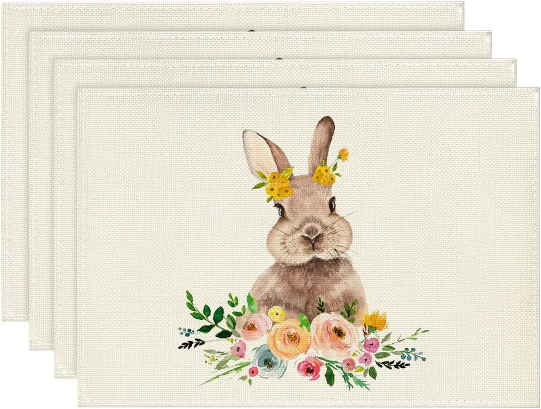Easter Cotton-Linen Placemats - Set of 4 Anti-Stain Table Mats(Style 8)