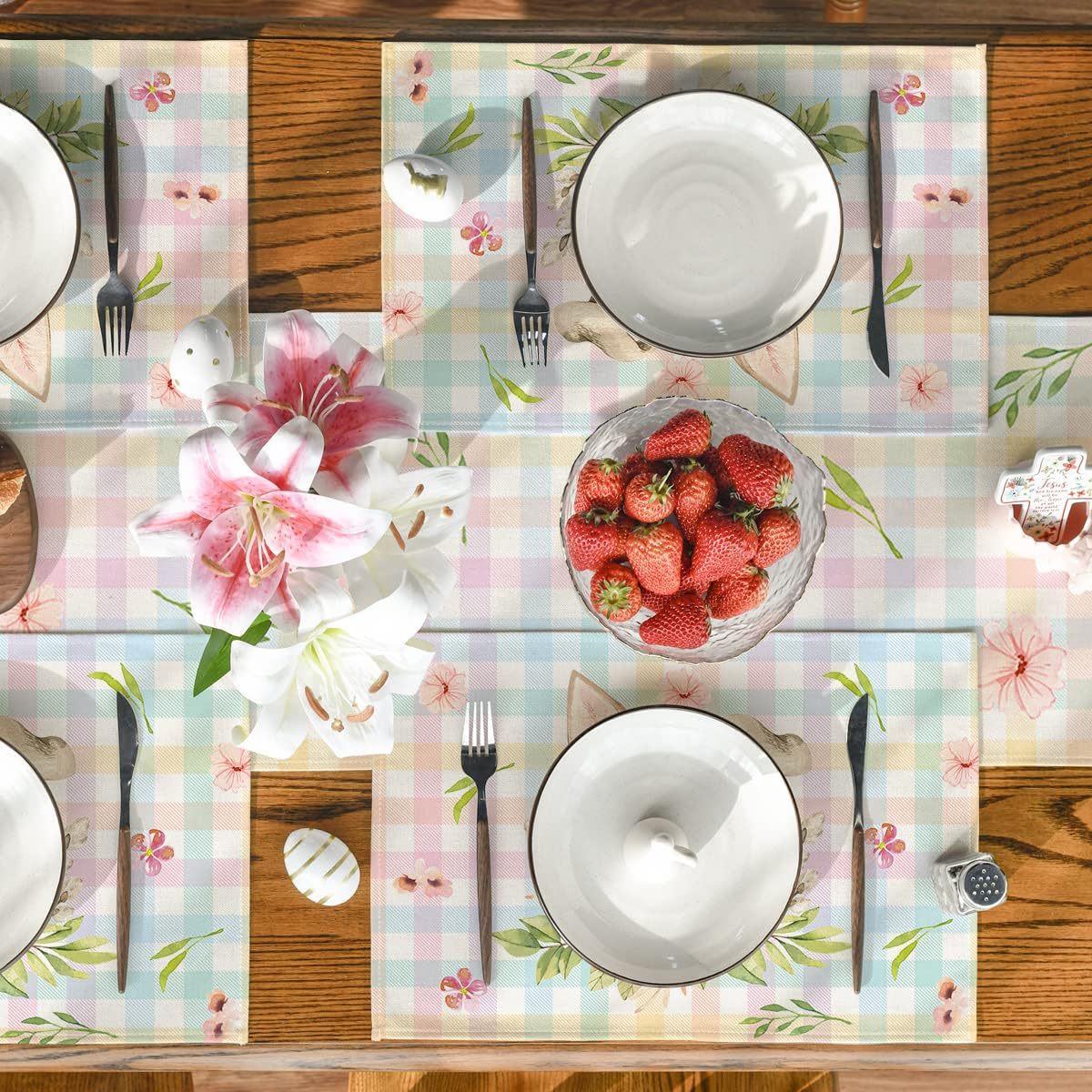 Easter Cotton-Linen Placemats - Set of 4 Anti-Stain Table Mats(Style 9)