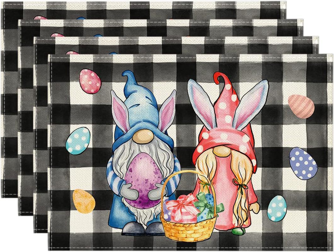 Easter Cotton-Linen Placemats - Set of 4 Anti-Stain Table Mats(Style 11)