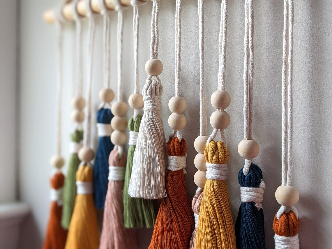 Colorful Tassel Wall Hanging-Wooden Beads Boho Tapestry Home Decor