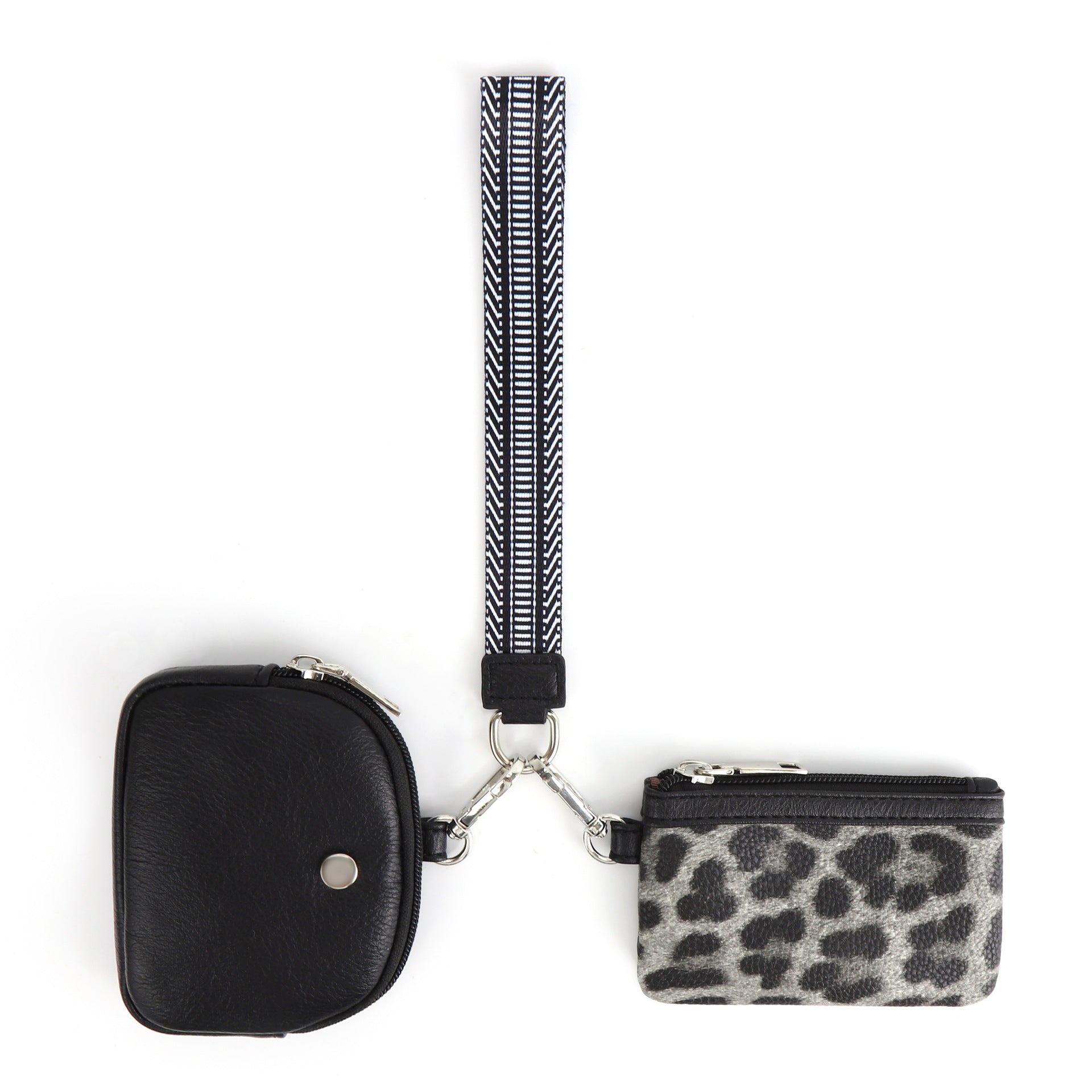 Leopard Black Stylish Mini Wristlet Wallet - Nylon, Multi-Compartment Design