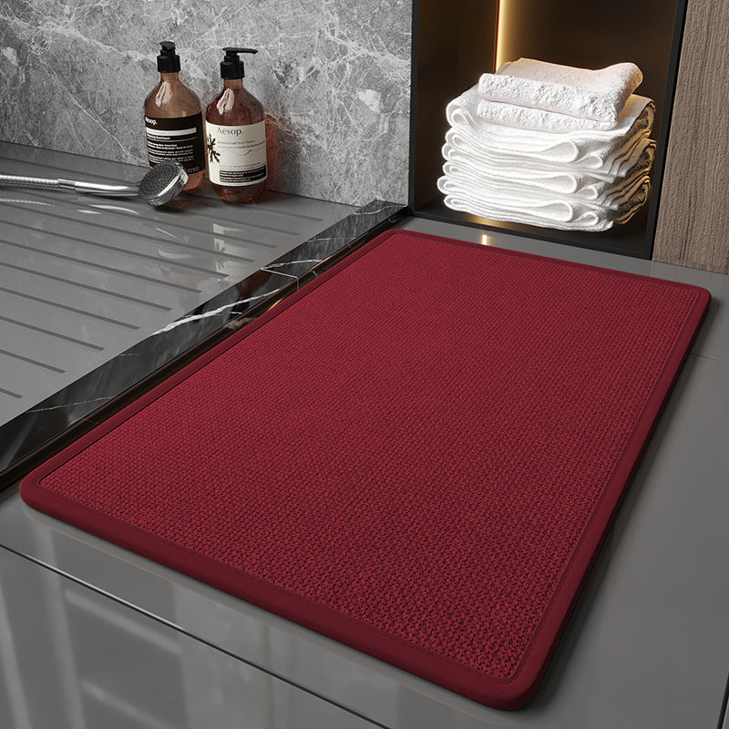 Red Quick Dry Bathroom Rug - Non-Slip PVC Foam, Super Absorbent, 50x80cm