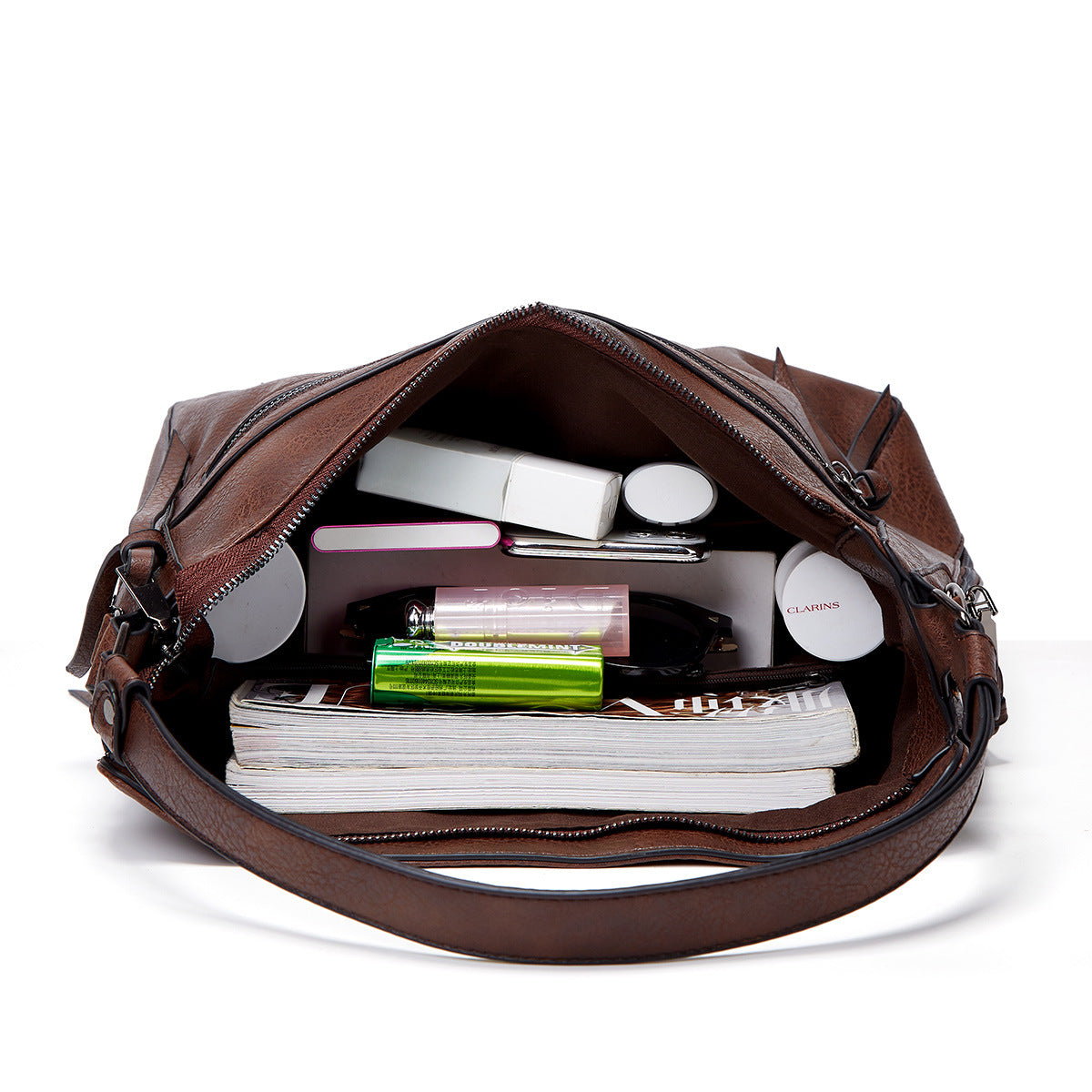 Coffee Spacious & Stylish PU Leather Tote Bag - Versatile Shoulder/Crossbody