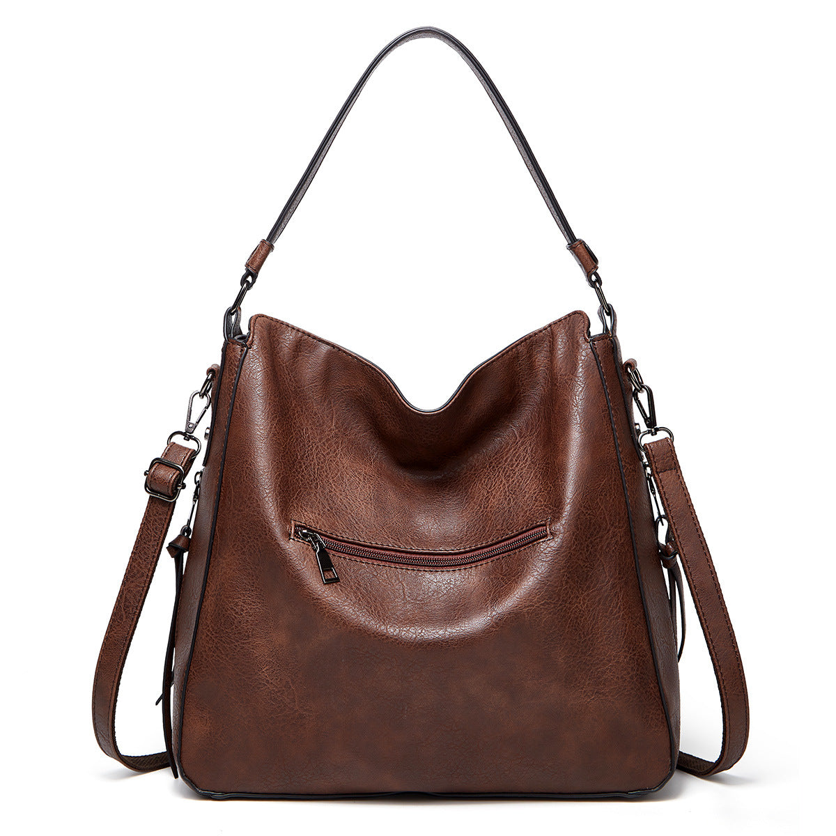 Brown Spacious & Stylish PU Leather Tote Bag - Versatile Shoulder/Crossbody