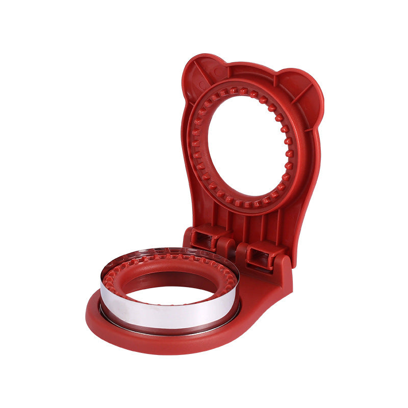 3 Pcs Red Round Sandwich Sealer & Cutter - Safe Hand Guard Design, DIY Pocket Bread Mold
