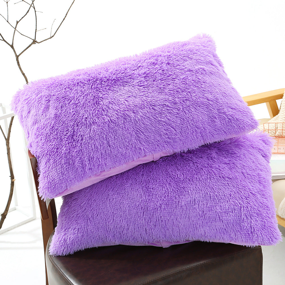 Purple Faux Fur Pillowcase Set - Crystal Velvet Plush Throw Pillow Covers, Bedding Accent (50x70cm, Pair)