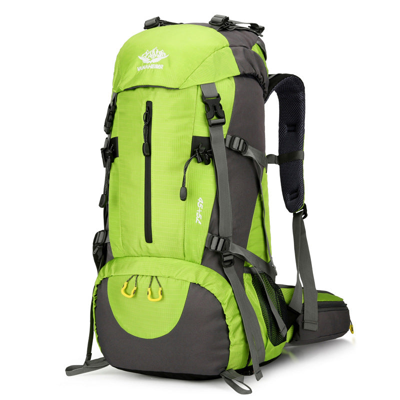 Green High-Capacity Nylon Hiking Backpack - Durable, Multi-Functional Outdoor Travel Pack