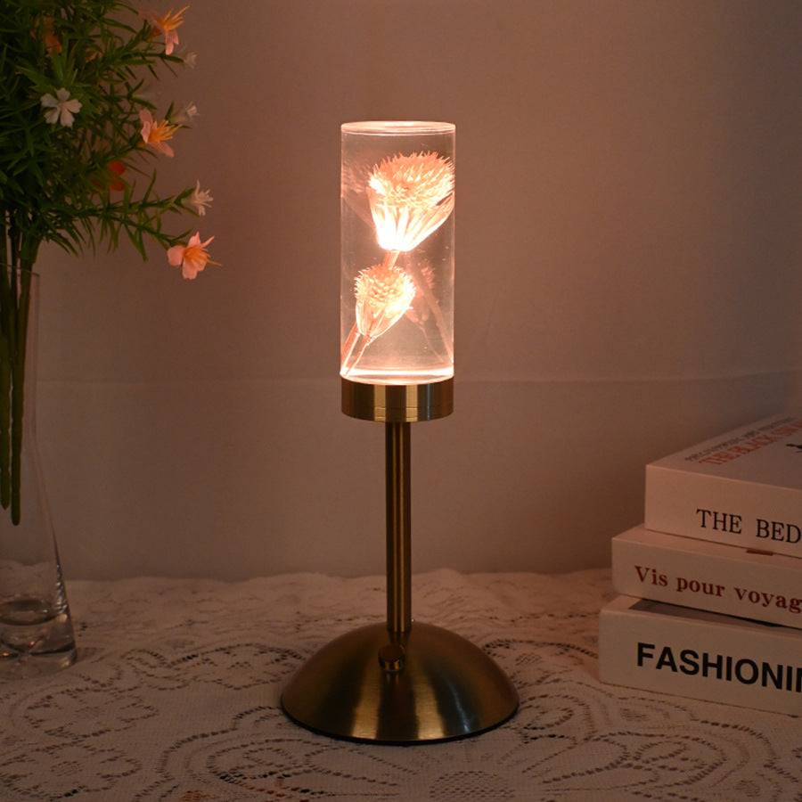 Dandelion Grass Eternal Flower Acrylic Table Lamp - Color-Changing LED, USB Rechargeable, Touch Control