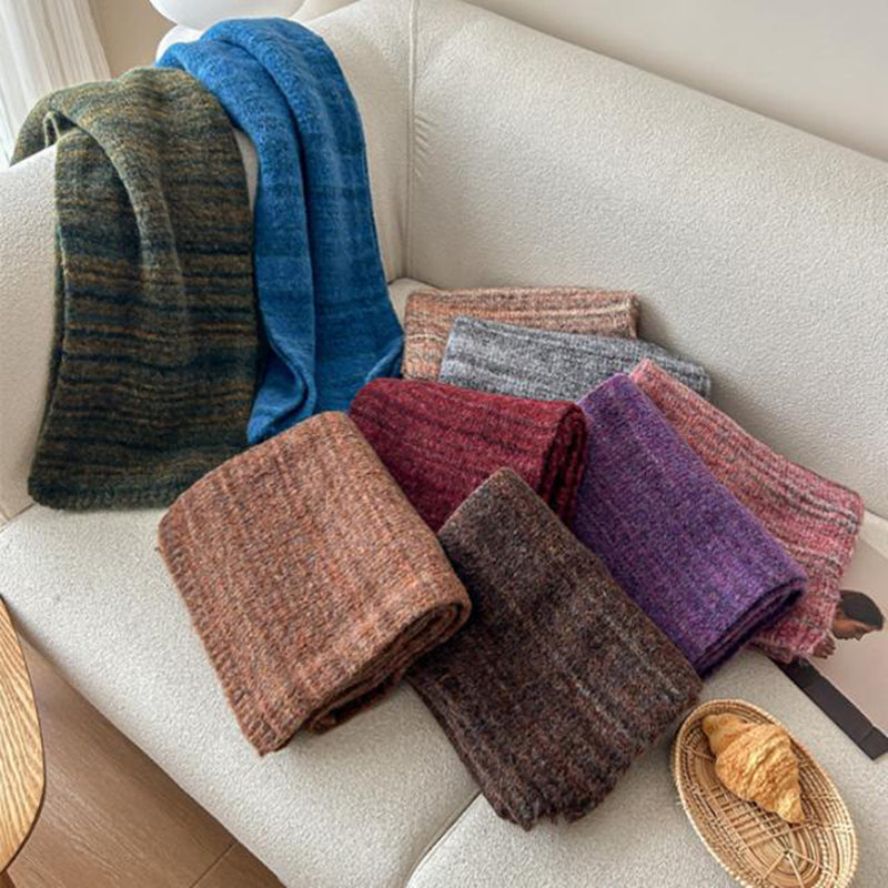 Pink Vintage Wool-Blend Knit Scarf - Warm and Stylish for Men and Women