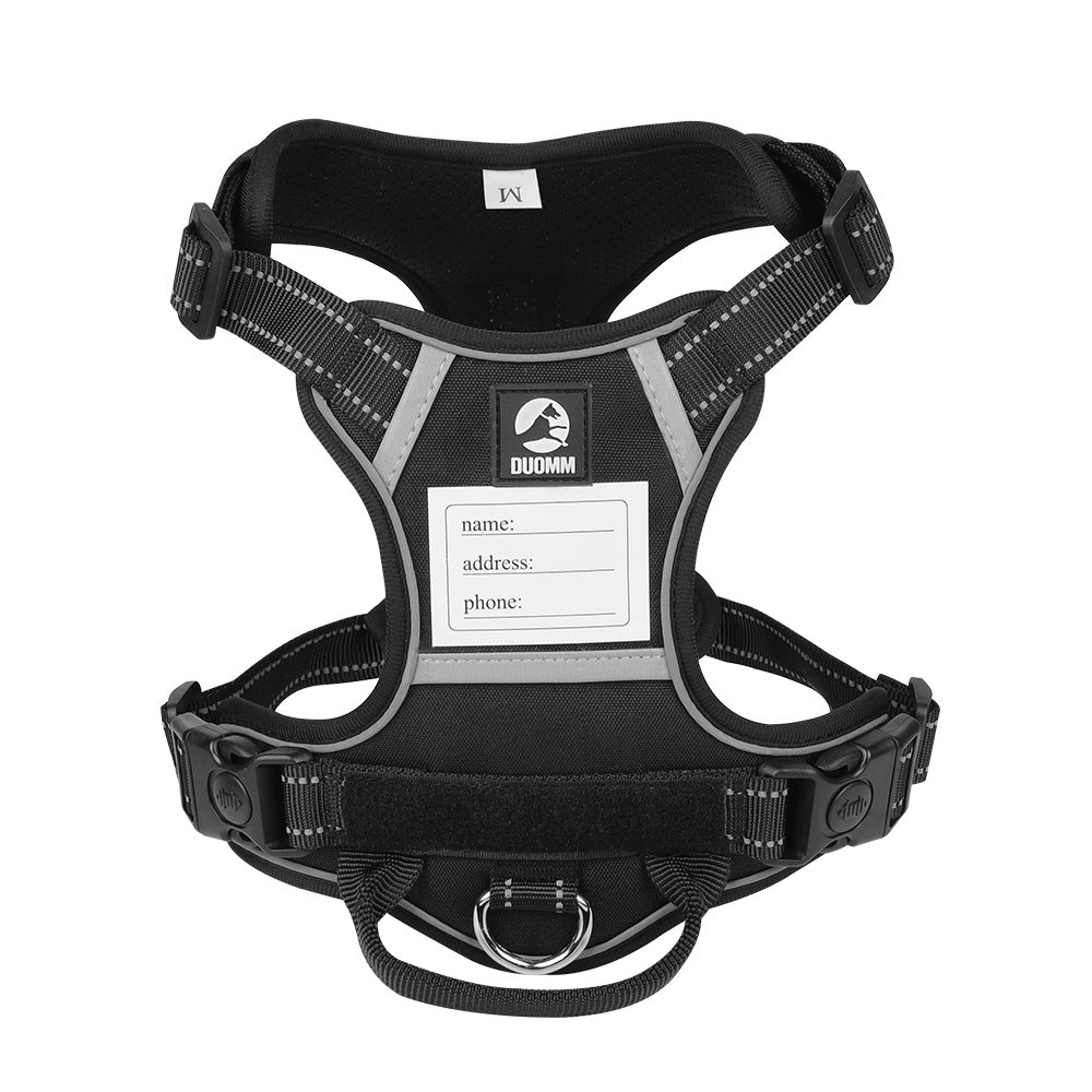 Size XL Black Reflective No-Pull Dog Harness - Adjustable & Durable for Large Breeds, Anti-Escape Design