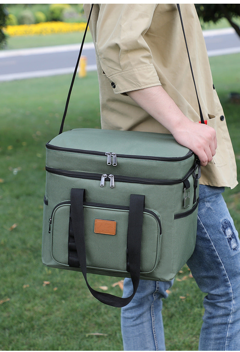 Black 23L Extra Large Insulated Cooler Bag with Double Layers - Perfect for Camping, Picnics, and Outdoor Adventures