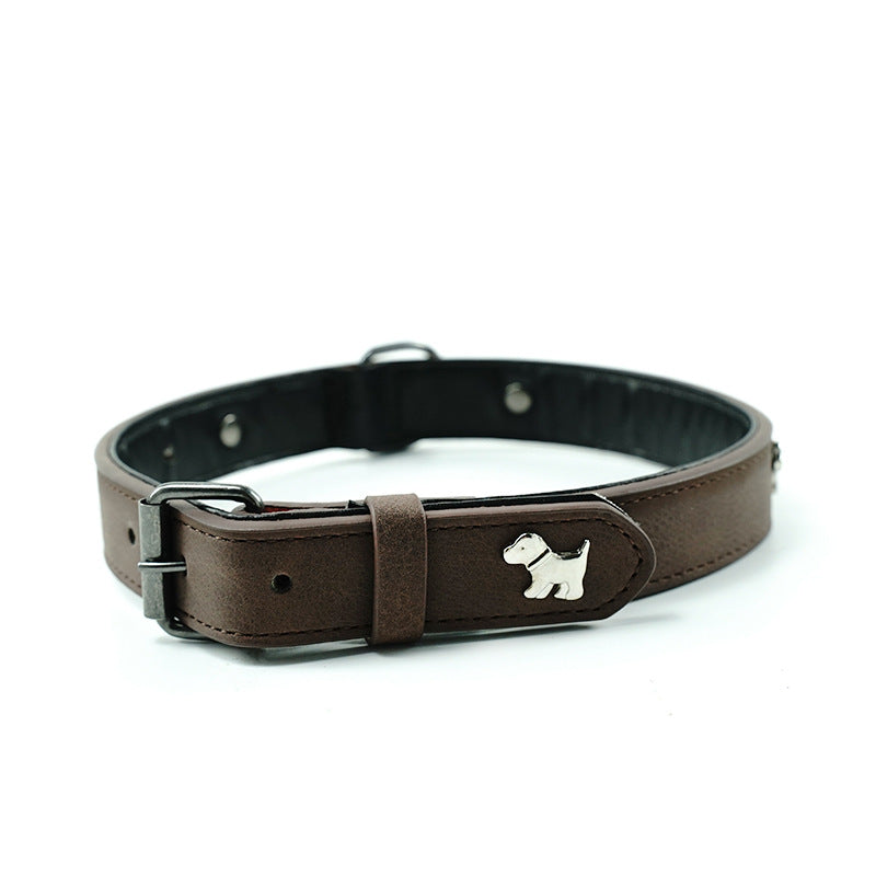 2 PCS Soft Leather Dog Collar - Adjustable & Durable for Medium/Large Dogs S-(48*2.0cm)
