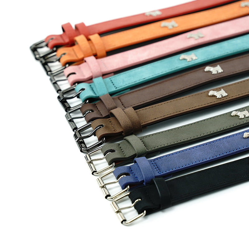 2 PCS Soft Leather Dog Collar - Adjustable & Durable for Medium/Large Dogs M-(58*2.5cm)