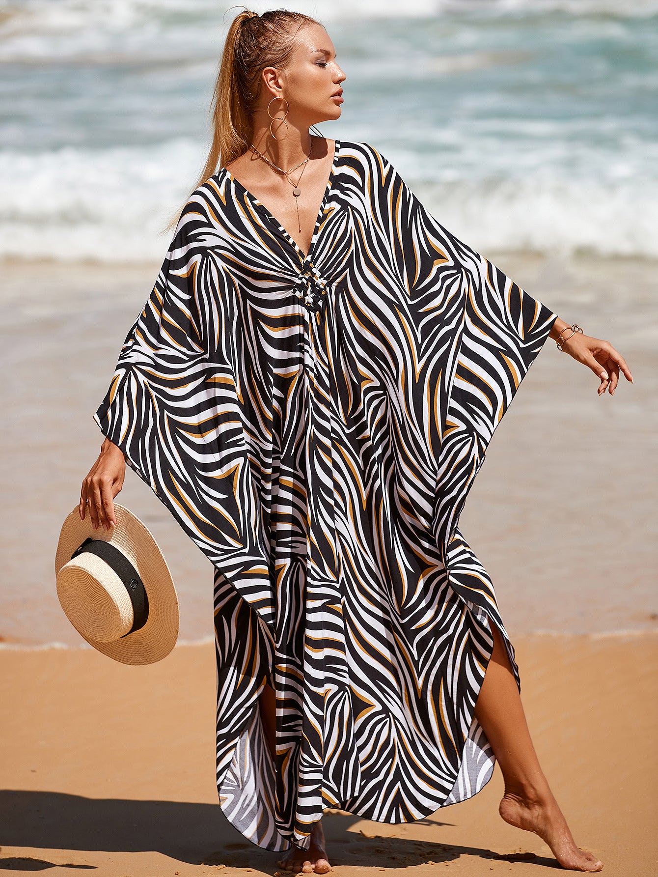 Style 3 Loose Fit Caftan Dress - Resort Style Beach Coverup for Women