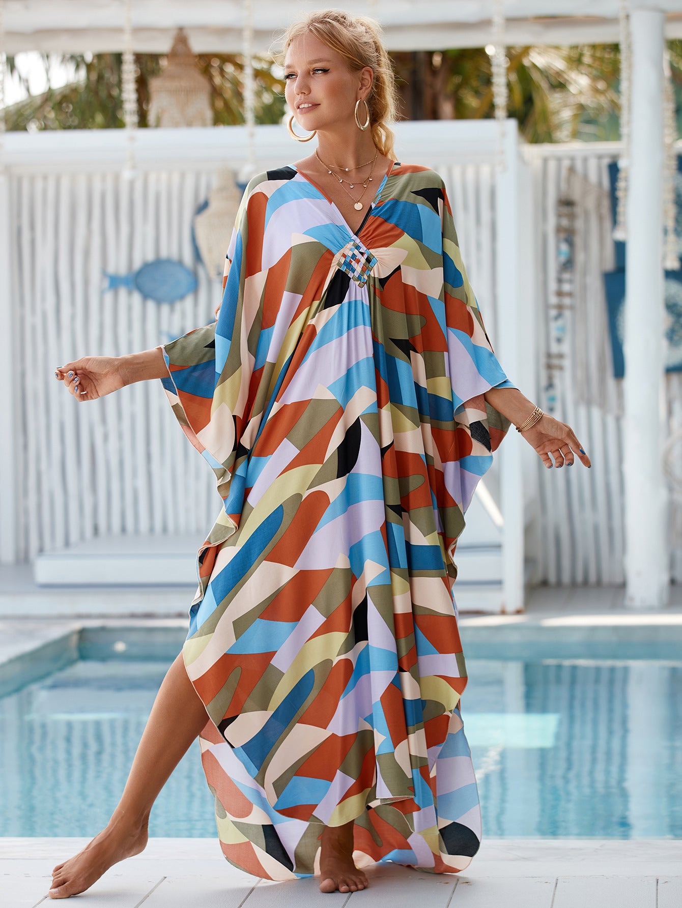 Style 11 Loose Fit Caftan Dress - Resort Style Beach Coverup for Women
