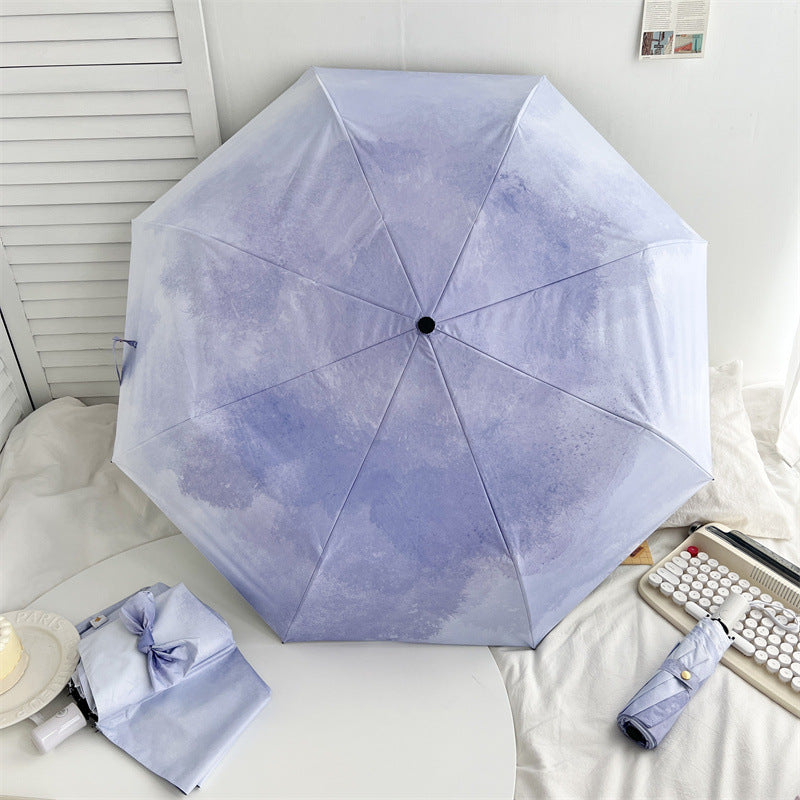 Purple Sweat Gradient Automatic Folding Umbrella - Sun & Rain Protection for Women