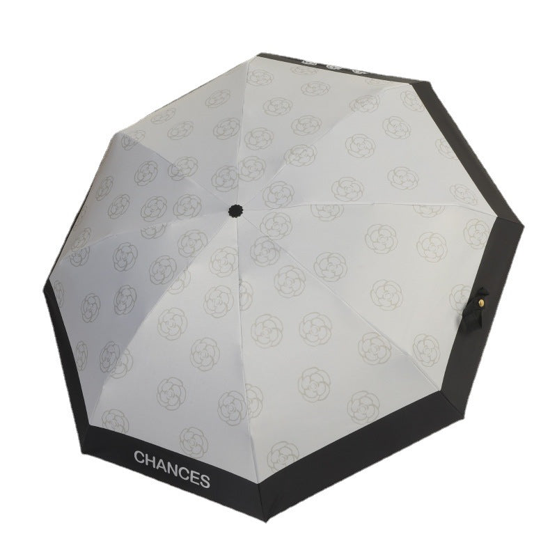 Camellia Mini 5-Fold Umbrella - Portable, Anti-UV, Black Glue Coating