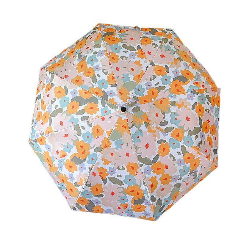 Daisy Mini 5-Fold Umbrella - Portable, Anti-UV, Black Glue Coating