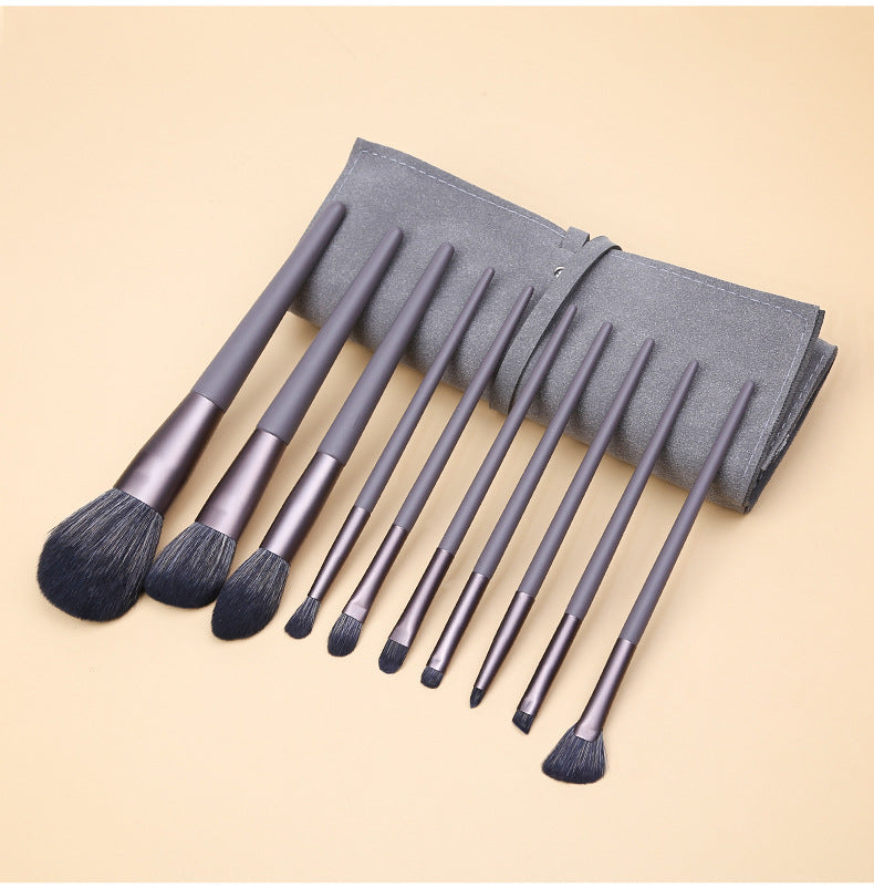 Modern Gray (Brush + Bag) 10 Piece Face Eye Makeup Brush Set - Premium Makeup Blending Brushes