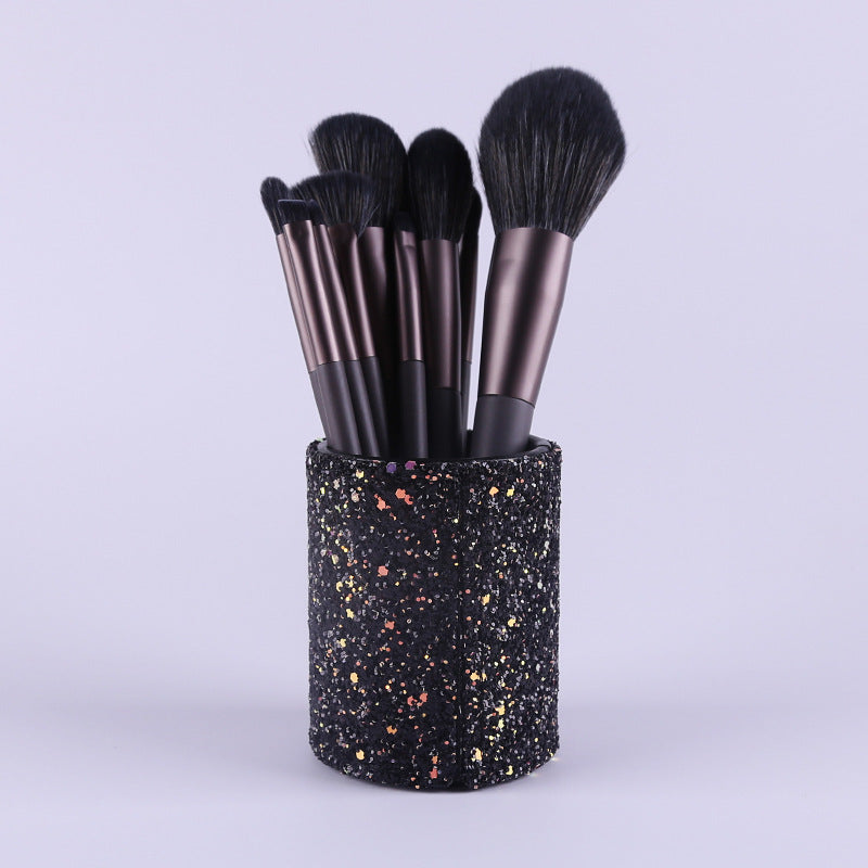 Modern Gray (Brush + Bucket) 10 Piece Face Eye Makeup Brush Set - Premium Makeup Blending Brushes