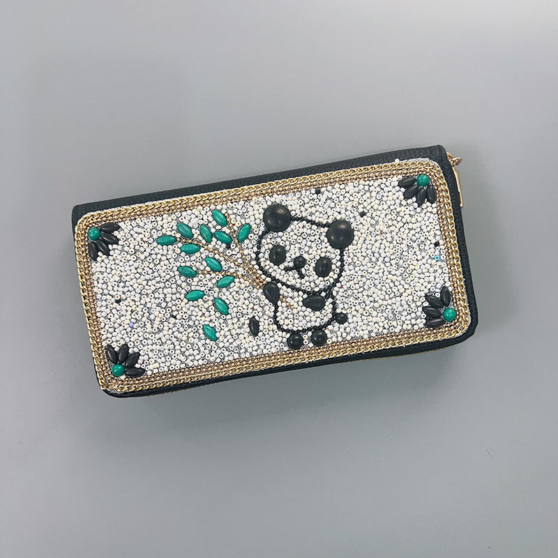 White Ethnic Style Beaded Clutch - Handmade Retro Wallet Style 2