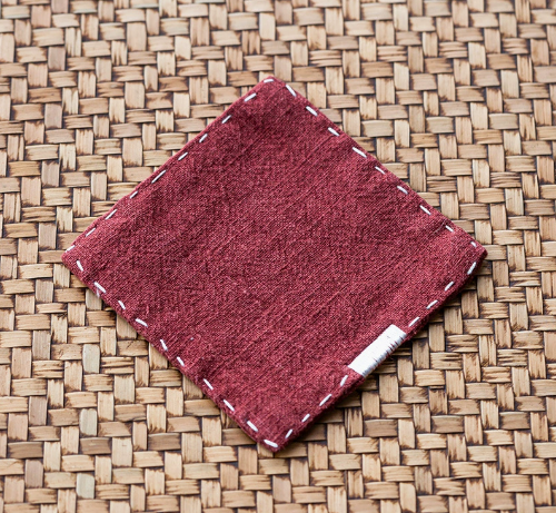 Rose Red Chinese Style Linen Coasters - Set of 4, Hand-Embroidered Tea Mats (9x9cm)